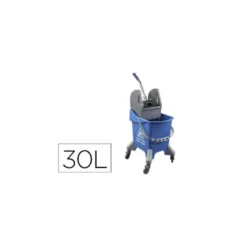 CARRO DE LIMPIEZA CON BASTIDOR Y ESCURRIDOR CON 4 RUEDAS 30 L AZUL 440X330X460 MM