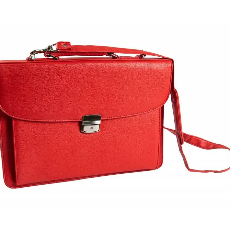 CARTERA PORTADOCUMENTOS Q-CONNECT CON CORREA CIERRE METALICO Y DEPARTAMENTOS INTERIORES COLOR ROJO 390X280