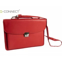 CARTERA PORTADOCUMENTOS Q-CONNECT CON CORREA CIERRE METALICO Y DEPARTAMENTOS INTERIORES COLOR ROJO 390X280