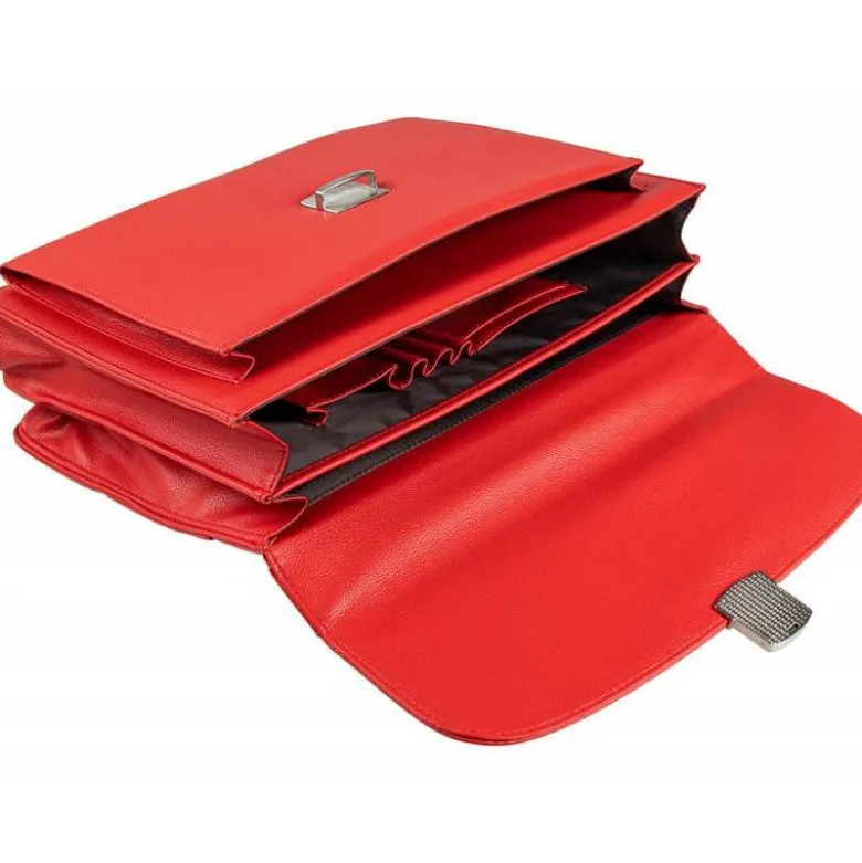CARTERA PORTADOCUMENTOS Q-CONNECT CON CORREA CIERRE METALICO Y DEPARTAMENTOS INTERIORES COLOR ROJO 390X280