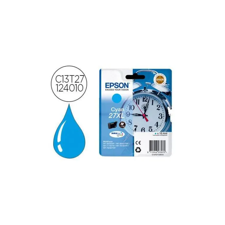Cartucho Epson 27 XL Durabrite color Cian C13T27124012
