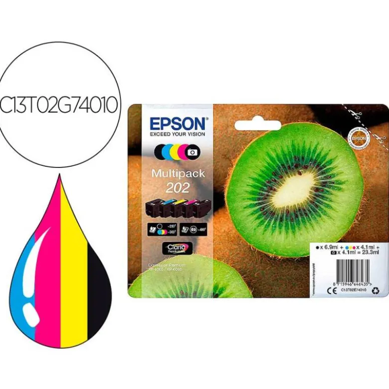 Cartucho Epson 202 XL Pack de 5 colores C13T02G74010