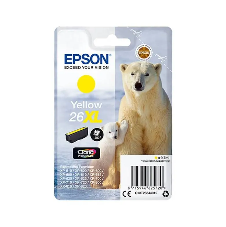 Cartucho Epson 26XL color Amarillo C13T26344012