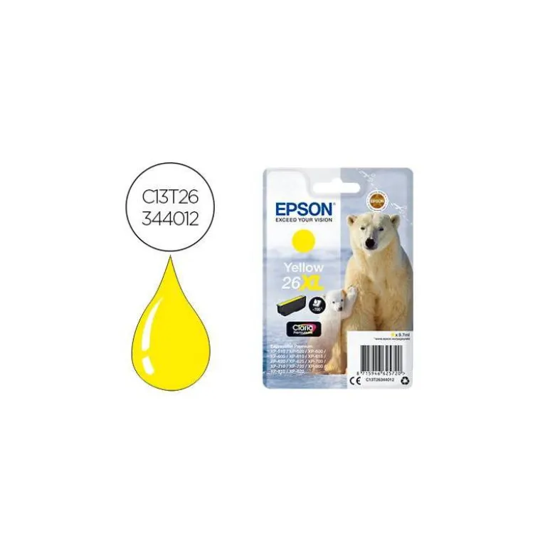 Cartucho Epson 26XL color Amarillo C13T26344012