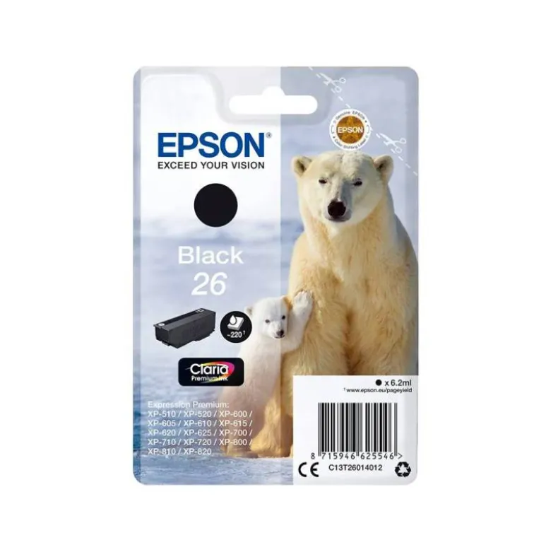 CARTUCHO INK-JET EPSON 26 COLOR NEGRO C13T26014012