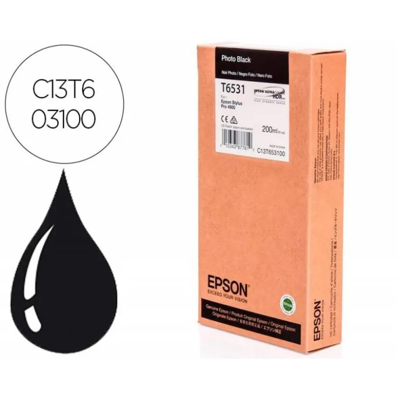 CARTUCHO INK-JET EPSON T6531 COLOR NEGRO FOTO C13T653100