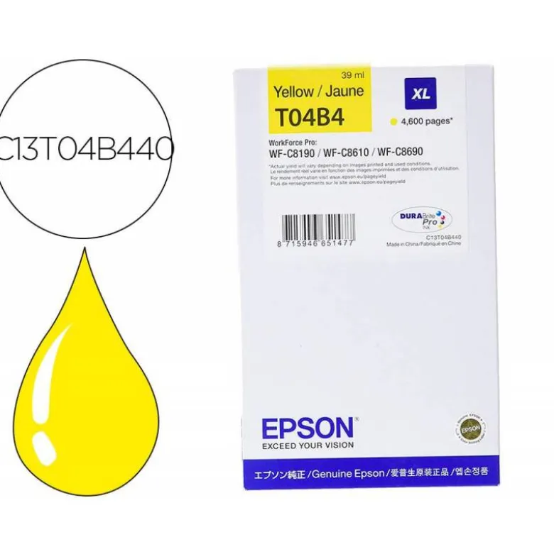 CARTUCHO INK-JET EPSON T04B4 COLOR AMARILLO C13T04B440