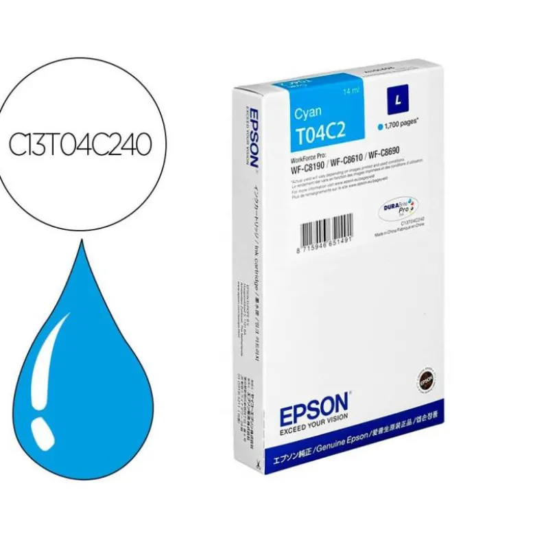 CARTUCHO INK-JET EPSON T04C2 COLOR CIAN C13T04C240