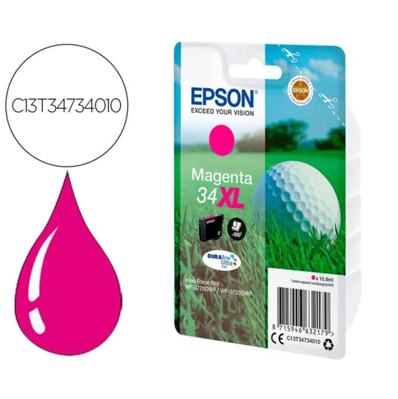 CARTUCHO INK-JET EPSON 34XL COLOR MAGENTA C13T34734010