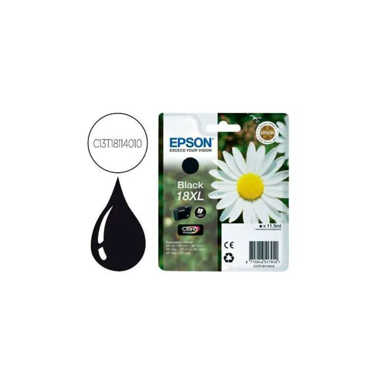 CARTUCHO INK-JET EPSON 18XL COLOR NEGRO C13T18114012