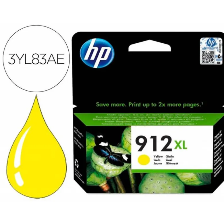 CARTUCHO INK-JET HP 912 XL COLOR AMARILLO 3YL83AE