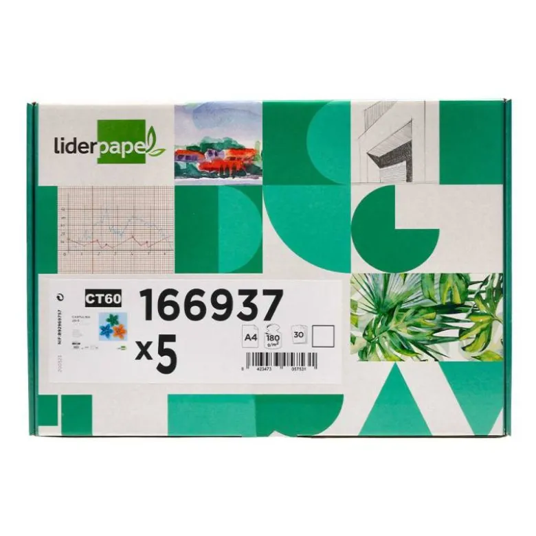 CARTULINA LIDERPAPEL A4 180G/M2 BLANCO PAQUETE DE 25+5 HOJAS