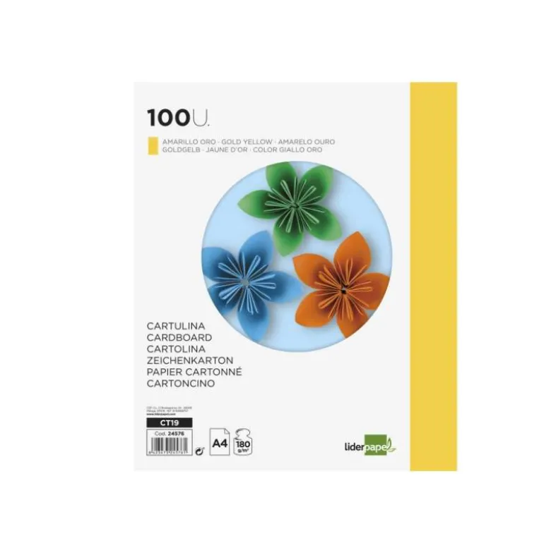 Cartulina Liderpapel color oro a4 180 g/m2