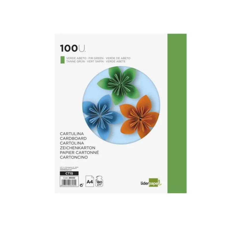 Cartulina Liderpapel color verde abeto a4 180 g/m2