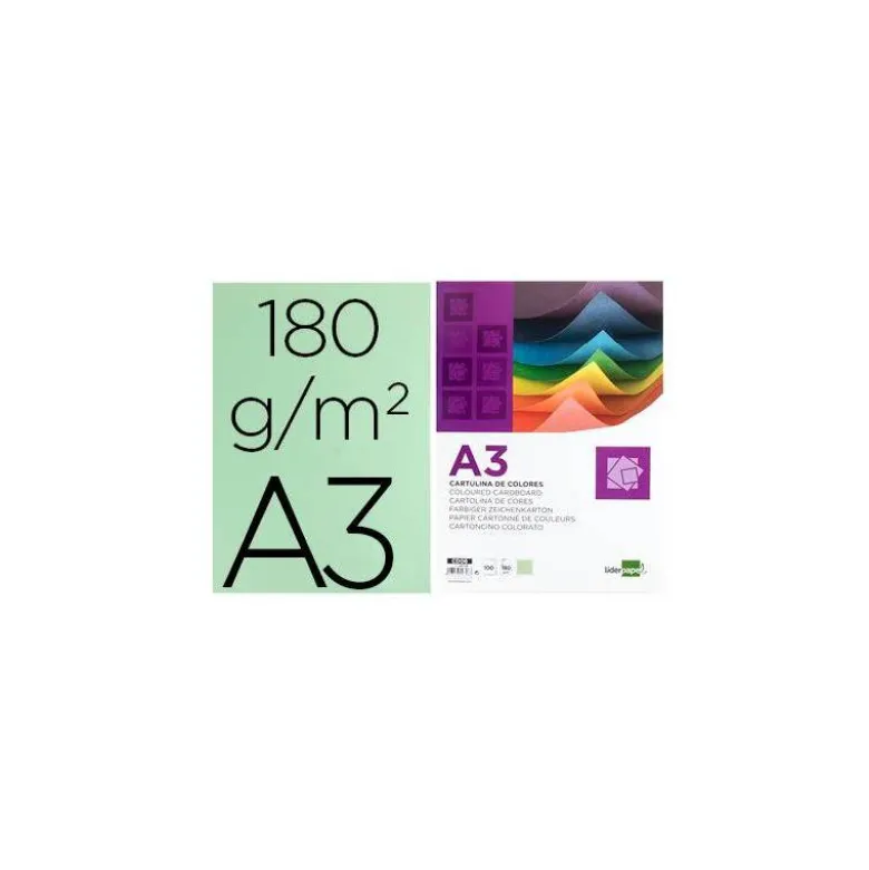 Cartulina Liderpapel color verde a3 180 g/m2