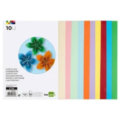 CARTULINA LIDERPAPEL 50X65 CM 180G/M2 10 COLORES SURTIDOS PAQUETE DE 10 HOJAS