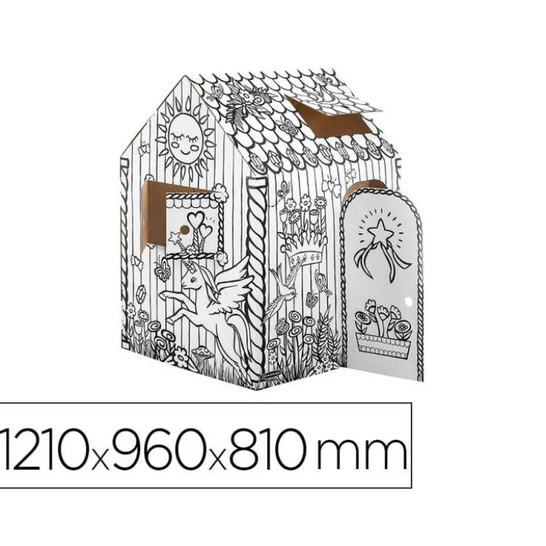 CASA DE JUEGO BANKERS BOX PLAYHOUSE UNICORNIO PARA PINTAR FABRICADA EN CARTON RECICLADO 1210X960X810 MM