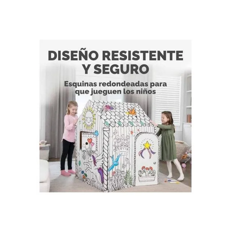 CASA DE JUEGO BANKERS BOX PLAYHOUSE UNICORNIO PARA PINTAR FABRICADA EN CARTON RECICLADO 1210X960X810 MM