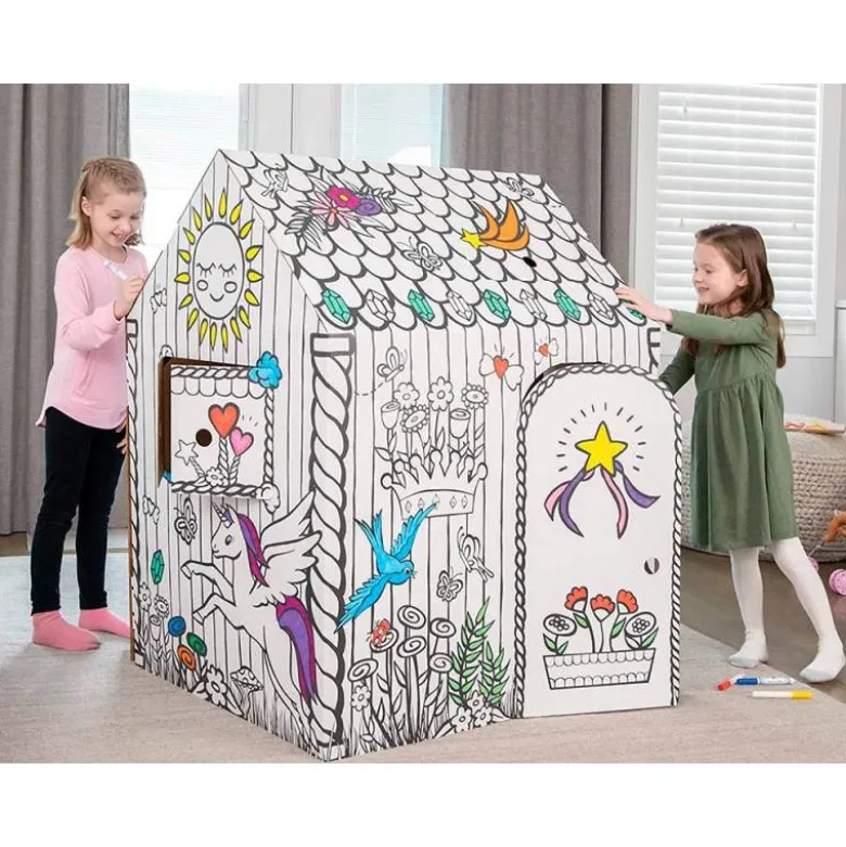 CASA DE JUEGO BANKERS BOX PLAYHOUSE UNICORNIO PARA PINTAR FABRICADA EN CARTON RECICLADO 1210X960X810 MM
