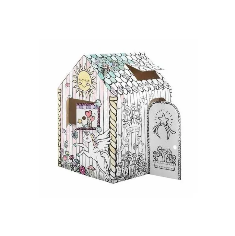 CASA DE JUEGO BANKERS BOX PLAYHOUSE UNICORNIO PARA PINTAR FABRICADA EN CARTON RECICLADO 1210X960X810 MM