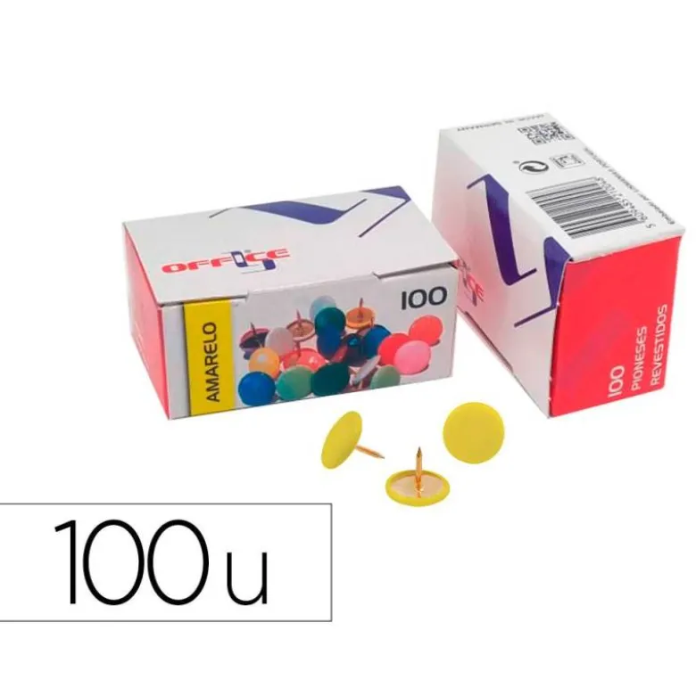 CHINCHETA LISMANIA OFFICE COLOR AMARILLO CAJA DE 100 UNIDADES