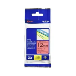 Cinta Brother TZ-431 12mm (ancho) x 8m (largo) laminada negro/rojo