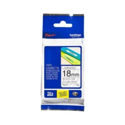 Cinta Brother TZE-141 18mm (ancho) x 8m (largo) laminada transparente/negro