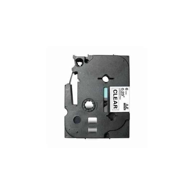 Cinta Brother TZE-111 6mm (ancho) x 8m (largo) laminada transparente/negro