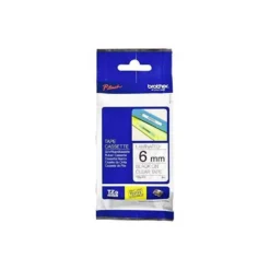 Cinta Brother TZE-111 6mm (ancho) x 8m (largo) laminada transparente/negro