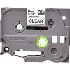 Cinta Brother TZE-111 6mm (ancho) x 8m (largo) laminada transparente/negro