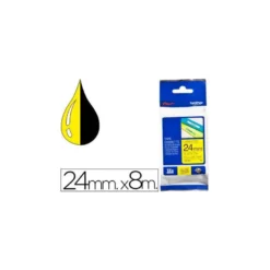 Cinta Brother TZE-651 24mm (ancho) x 8m (largo) laminada amarillo/negro