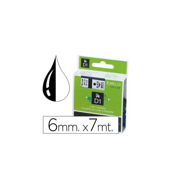 Cinta Dymo D1 Blanco Poliéster 6mmx7mt