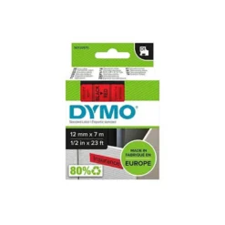 Cinta Dymo D1 Fondo Rojo Poliester
