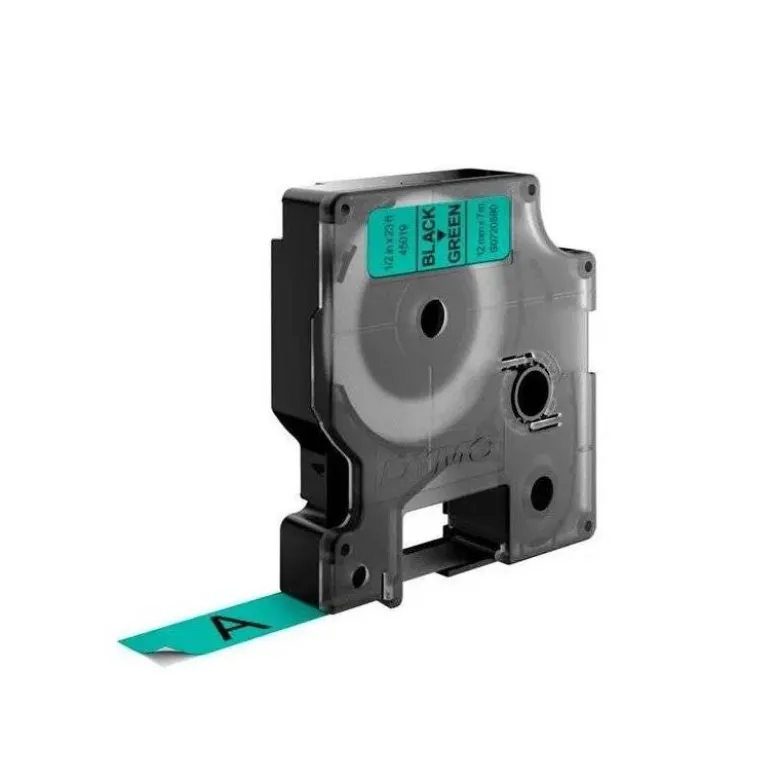 Cinta Dymo D1 Fondo Verde Poliester