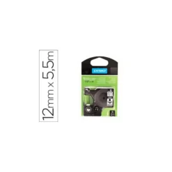 Cinta Dymo D1 negro y blanco 12mm x 5,5 mt polyester