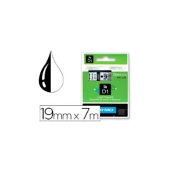 Cinta Dymo D1 negro y transparente 19mm x 7 mt