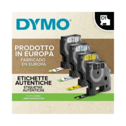 Cinta Dymo D1 negro y transparente 12mm x 7 mt