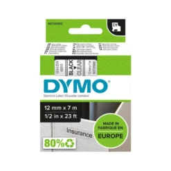 Cinta Dymo D1 negro y transparente 12mm x 7 mt