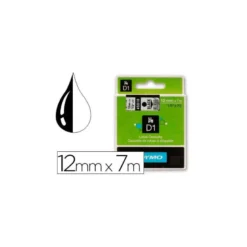Cinta Dymo D1 negro y transparente 12mm x 7 mt