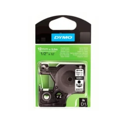 Cinta Dymo D1 nylon negro y amarillo 12mm x 3,5 mt