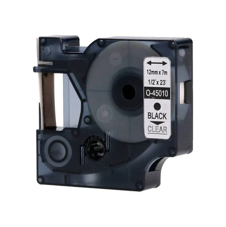 Cinta Dymo Negro/Transparente Q-connect 12mm x 7mt