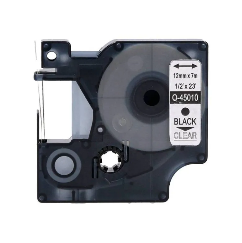 Cinta Dymo Negro/Transparente Q-connect 12mm x 7mt