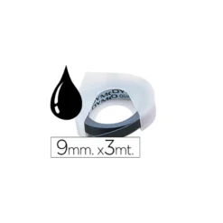 Cinta Dymo relieve en 3D 9mm x 3m Negra