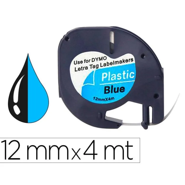Cinta Letratag Negro/Azul Q-connect 12mm x 4mt