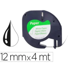 Cinta Letratag Negro/Blanco Q-connect Papel 12mm x 4mt