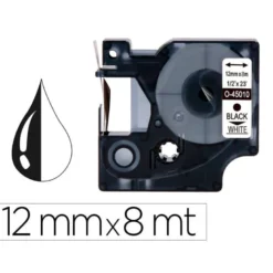 Cinta mk-221 Blanco/Negro Q-connect 9mm x 8 mt