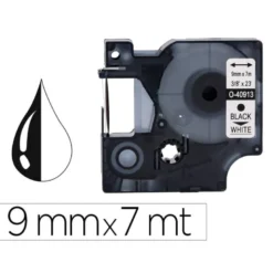 Cinta Q-Connect 1000 color negro-blanco 9 mm x 7mt Dymo