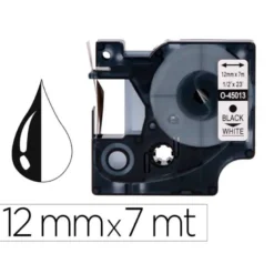 Cinta Q-Connect 1000 negro blanco 12mm x 7mt Dymo