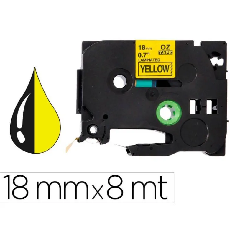 Cinta tze-641 Amarillo/Negro Q-connect 18mm x 8 mt