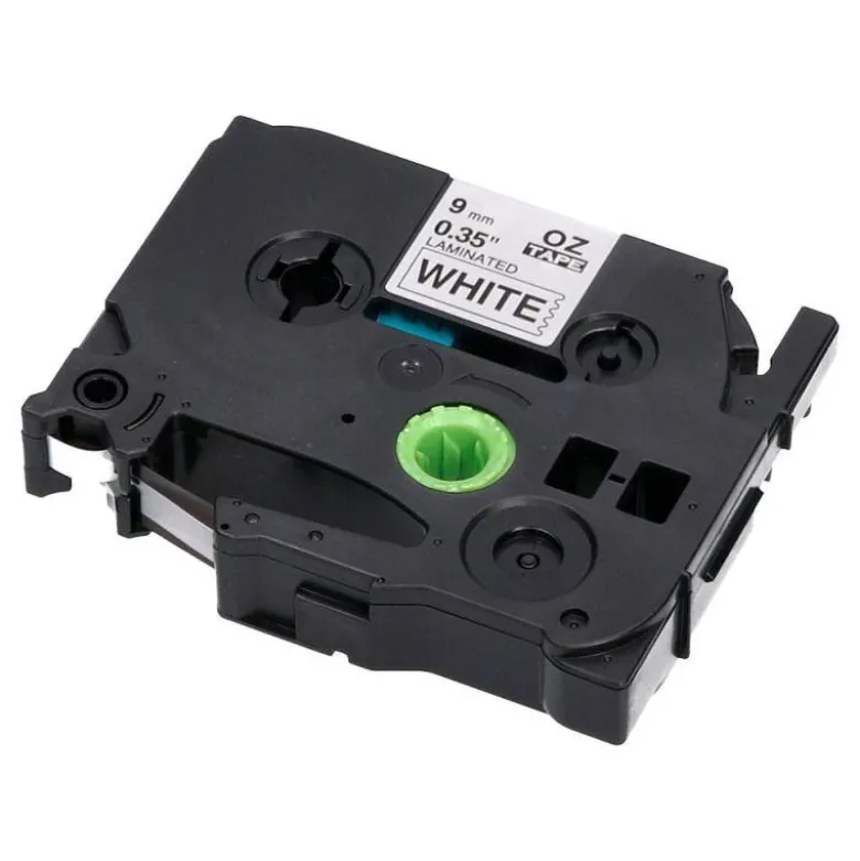 Cinta tze-221 Blanco/Negro Q-connect 9mm x 8 mt